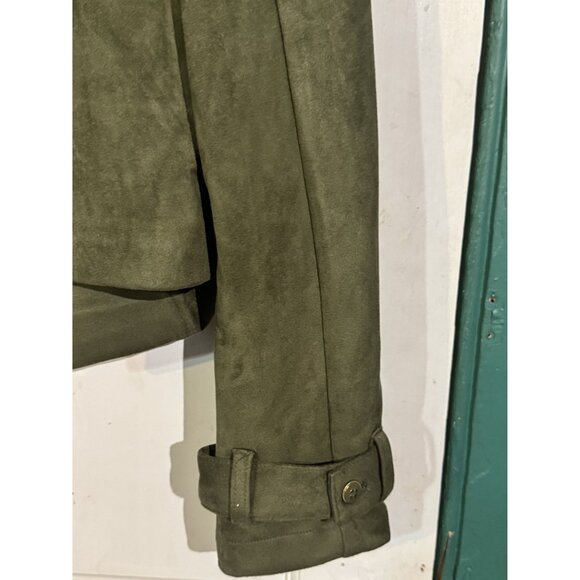 Nanette Lepore Womens Olive Green Faux Suede Cropped Jacket M - Picture 5 of 8